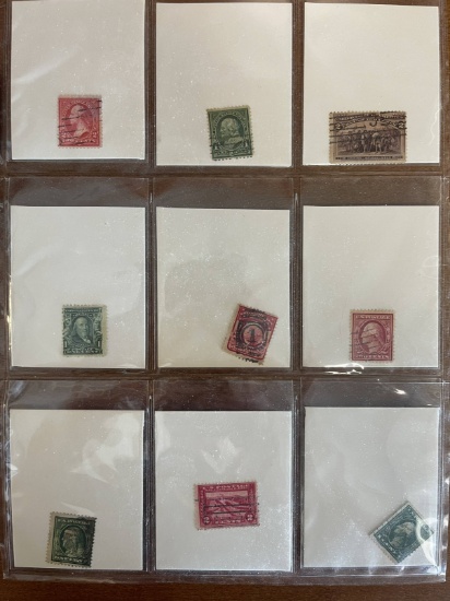 9 Stamps Used Singles US Stamps From 1890 to 1915 in Protective Sheet