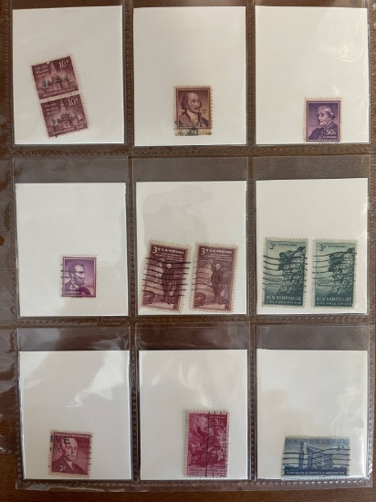 12 Stamps Used Singles US Stamps From 1955 to 1958 in Protective Sheet