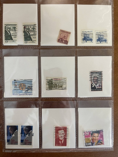 12 Stamps Used Singles US Stamps From 1967 to 1993 in Protective Sheet