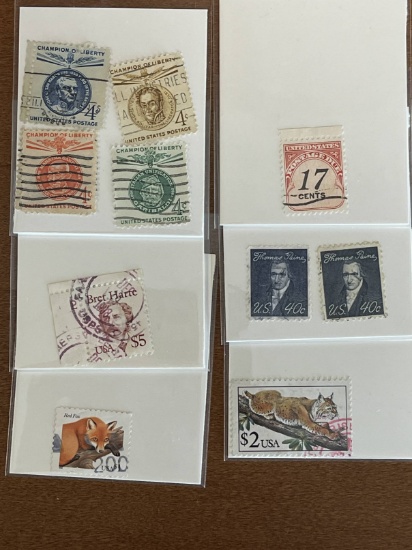 10 Stamps Used US #J104 1985 Champions of Liberty 1960 #1292 1968  #2196 1987 #2482 1990 #3036 1998