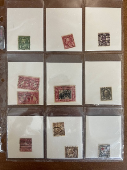 11 Stamps Used Singles US Stamps From 1923 to 1931 in Protective Sheet