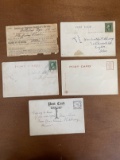 4 Postcards 2 Stamps One From 1886 American Express Company's Office
