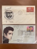 2 First Day of  Issue Envelopes with Stamps Elvis Presley Memphis & International Monetary Fund