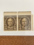 Unused US Stamp Pair #653 Nathan Hale Olive Brown 1/2 Cents 1929