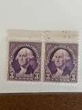 Unused US Stamp Pair #722 Washington Deep Violet 3 Cents 1932