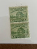 Unused US Stamp Pair #728 Restoration of Fort Dearborn 1 Cent 1933