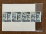 Unused Line of 4 Stamps #1056 Liberty Series Coil 2 1/2 Cents Bunker Hill 1959