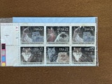 Unused Block of 6 Stamps #2372 Cats: Siamese & Exotic Shorthair 22 Cents 1988