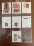 12 Various Used France & Sverige Stamps in Collectible Sheet