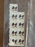 9 Unused Block of One Nation Indivisible E Pluibus Unum 13 Cent Stamps