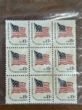 9 Unused Block of The Land of the Free The Home of the Brave American Flag 15 Cent Stamps