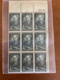 18 Unused Stamps in two Blocks of 9 Stamps Shipbuilding 1607-1957 50th Anniversary Pure Food and Dru