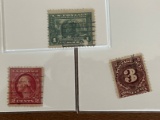 3 Stamps Used Singles US #409 1912 Washington Carmine J 63 1917 Postage Due 3 Cents #397 1913  Panam