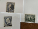 3 Stamps Used US Singles #182 Benjamin Franklin 1879 #212 Franklin 1887 #328 Jamestown Commemorative