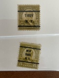 2 Stamps Used US Singles 1929 Grant 8 Cents Troy NY Overprint & NY NY Overprint