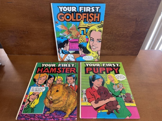 3 Hardcover Comic Books Your First Goldfish Your First Hamster Your First Puppy 1983 TFH Publication