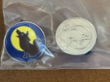 2 Disney Collectible Trading Pins From Disneyland Resort Featuring Wolf Howling at the Moon Hidden M