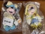 2 Bean Bag Plush Toys Scarecrow Mickey Mouse & March Birthstone Minnie Mouse NEW The Disney Store &