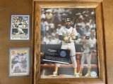 Signed Reggie Jackson Autographed 8x10 Framed Photo with Authenticity & 2 Collectible Sports Cards i
