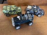 3 1996 Jeep Chrystler 4x4 Cars Die Cast Metal & Plastic Made in China 3 Different Colors 2.25