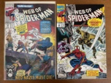 2 Issues Web of Spiderman Comic #72 & #92 Marvel Comics Silver Sable Foreigners Forces