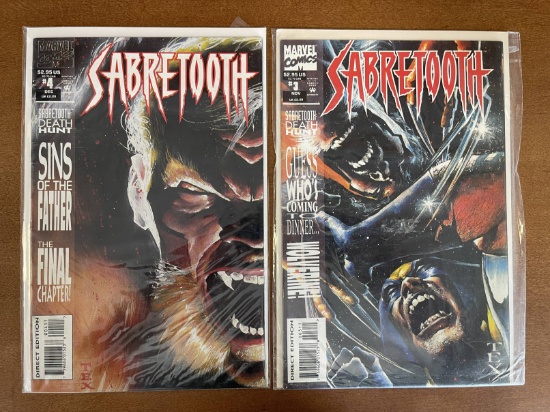 2 Issues Sabretooth Comic #3 & #4 Marvel Comics Painted Covers Death Hunt
