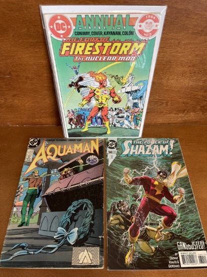 3 Issues The Power of Shazam #34 Aquaman #4 Firestorm Annual #2 DC Comics