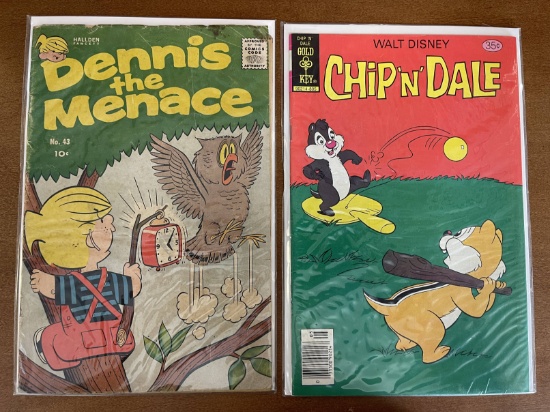 2 Issues Dennis the Menace Comic #43 Fawcett 1960 Silver Age & Walt Disney's Chip n Dale Bronze Age