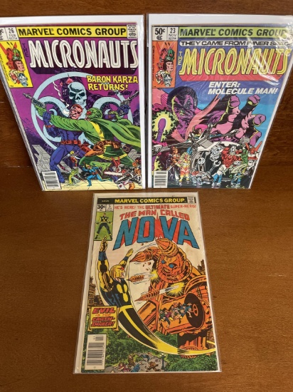 3 Issues The Man Called Nova #5 & The Micronauts #23 & #26 Marvel Comics Bronze Age Comics