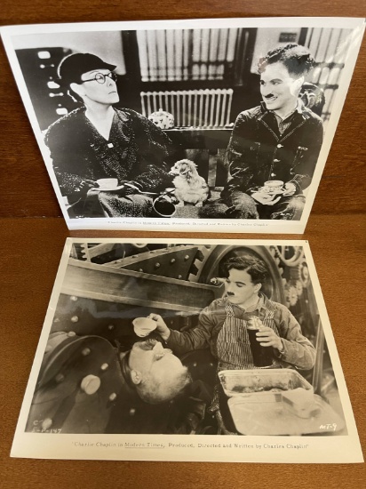 Two Photos from Modern Times Charlie Chaplin With Info Text on bottom 1936