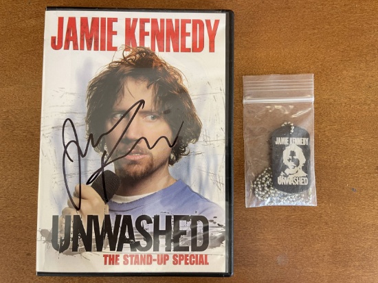 2 Items Jamie Kennedy Unwashed Stand-Up Special DVD Signed by Jamie Kennedy with Dogtags