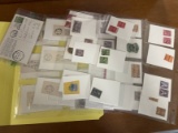 5 Collectable Sheets of Used Stamps From Early to Mid 1900's Plus Two Used Postcards from 1915 & 194