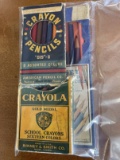 3 Items Box of Vintage Crayons Box of Vintage Crayon Pencils and a Box of Vintage Colored Pencils