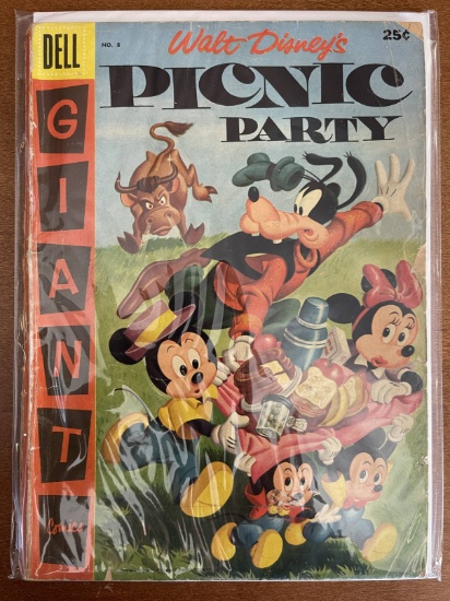 Walt Disneys Picnic Party Comic #8 GIANT DELL Silver Age 1957 Carl Barks 25 Cents