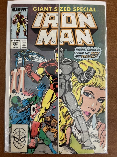 Iron Man Comic #244 Marvel Comics 1989 Copper Age Bob Layton Double Sized Issue