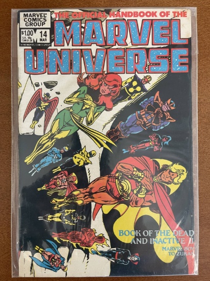 Official Handbook of the Marvel Universe Comic #14 Marvel 1987 Copper Age Wraparound Cover