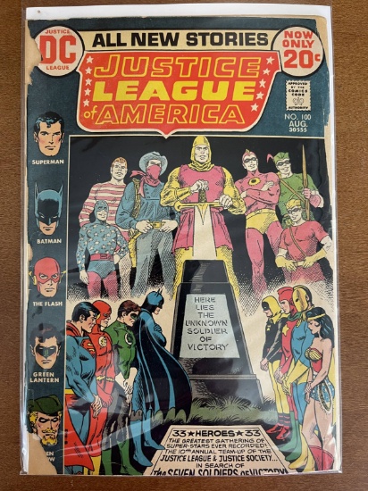 Justice League of America Comic #100 DC 1972 Bronze Age Key 1st Meeting of Wonder Women 20 cents