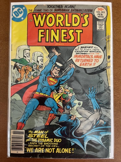 Worlds Finest Comic #243 DC 1977 Bronze Age Key 1st use of Bullet DC Logo 30 cents