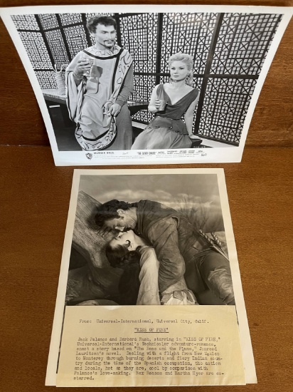 Two 8x10 Photos of Jack Palance with Warner Bros Text and Universal Info Sheet