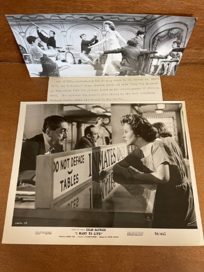 Two Photos from Susan Hayward one for I Want to Live 1958 With Studio Print at Bottom