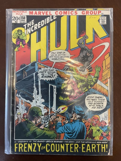 Incredible Hulk Comic #158 Marvel Comics 1972 Bronze Age 20 Cents