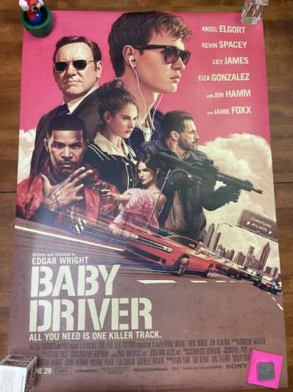 Baby Driver Theatrical Movie Poster Double Sided 27"x40" High Grade.