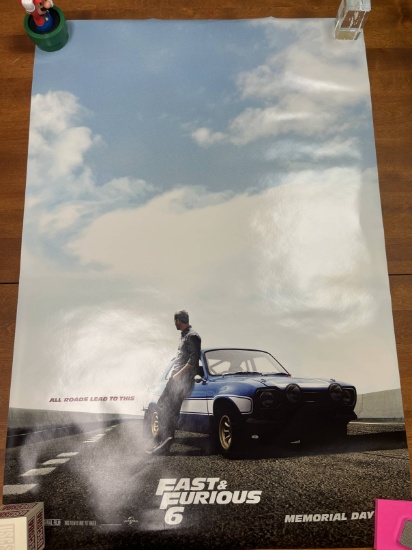 Fast & Furious Teaser Theatrical Movie Poster Paul Walker Double Sided 27"x40" Very Good Condition
