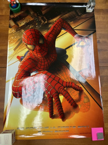 Original Spiderman Theatrical Movie Poster Double Sided 27"x40" Sony Marvel High Grade