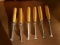6 Piece Medium Wood Working Chisel Set with Wooden Handles in Very Good Condition