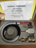 Like New Central Pneumatic 1/8 inch Micro Air Die Grinder Kit Model 47869 Instructions and Case Incl