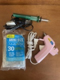 2+ Items Mini Sized Glue Gun with 25 Glue Stick Ad Tech & Sodering Gun Hi Temp All in Very Good Cond