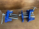 Two 6 Inch Heavy Duty Carpenters Vise with Clamp Like New Condition Central Forge