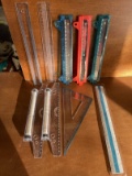 9 Pieces 3 Rulers 1 Triangle 2 Spherical Circular Rulers & 3 Notebook 3 Hole Puncher Binder Rulers A