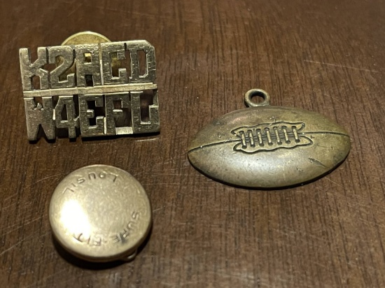 3 Random Metal Pins Football 2 of them are Gold Plated